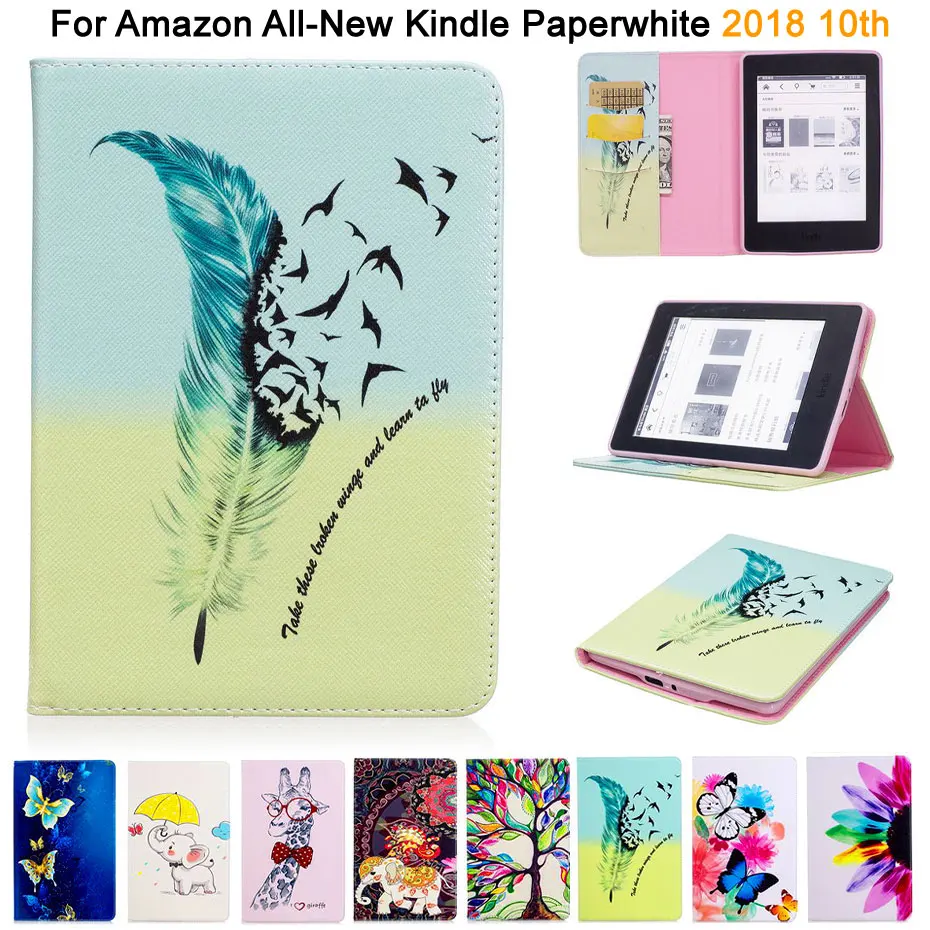 Окрашенный чехол для Amazon All-New Kindle Paperwhite 2018 выпущенный умный Модный чехол для Kindle Paperwhite 6 "10th Generation
