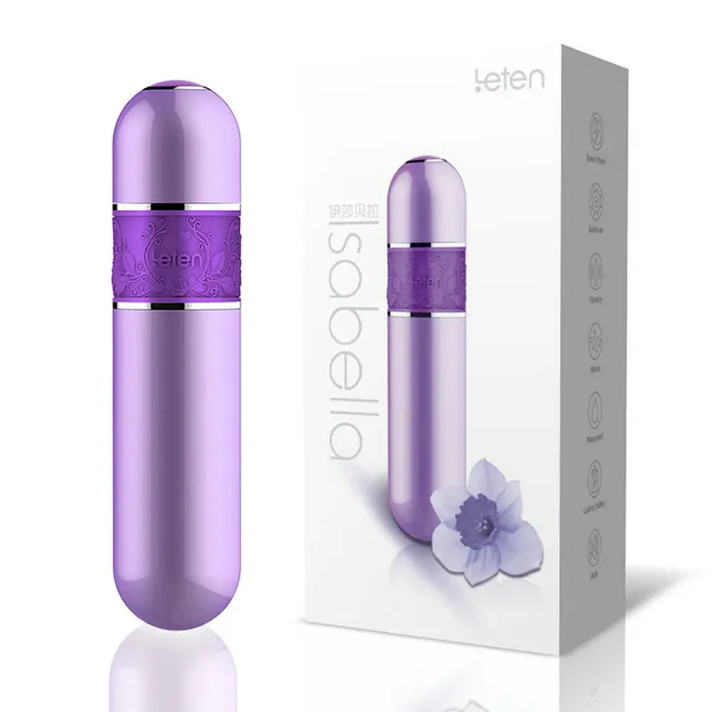  Leten Isabella 10 Modes Strong Vibrating Muted Rechargeable Waterproof Bullet Vibrator - Violet, Adult Sex Toys for Women 