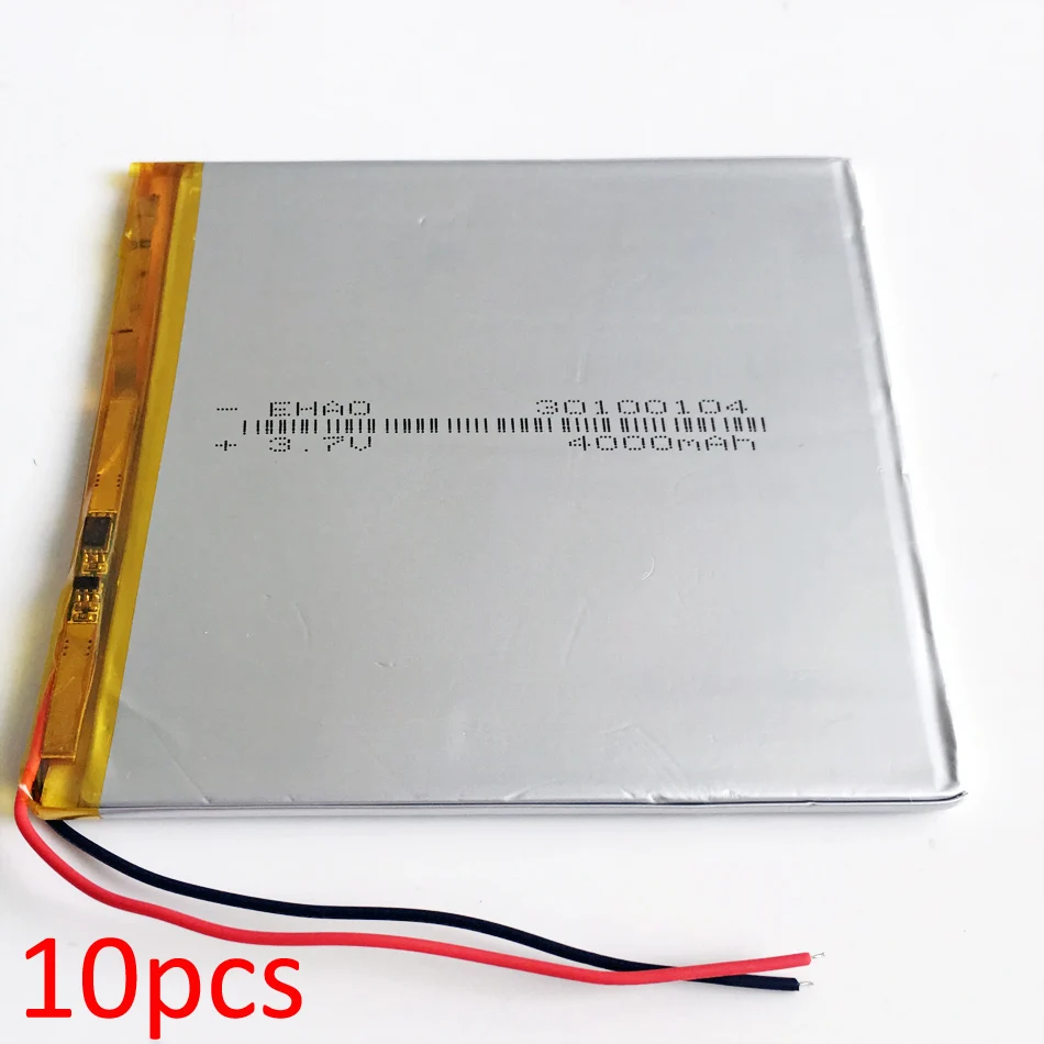 10 шт. 3 7 V 4000mAh ультра тонкий литий полимерный аккумулятор 30100104 для GPS PSP Power bank Tablet PC