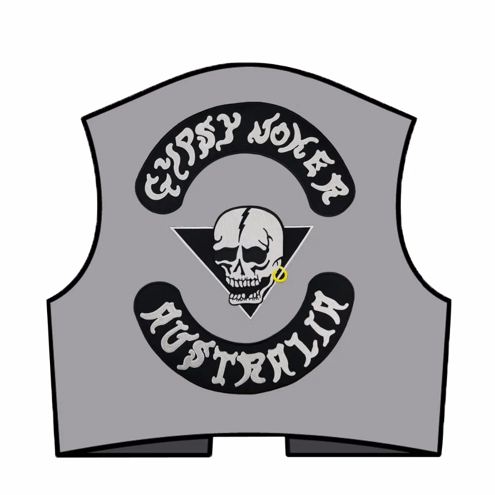 G0462 Fashion GYPSY JOKER AUSTRALIA MC Club Biker Vest Embroidered Patch Iron On Full Back of Jacket Motorcyle Patch Free Shipping (6)