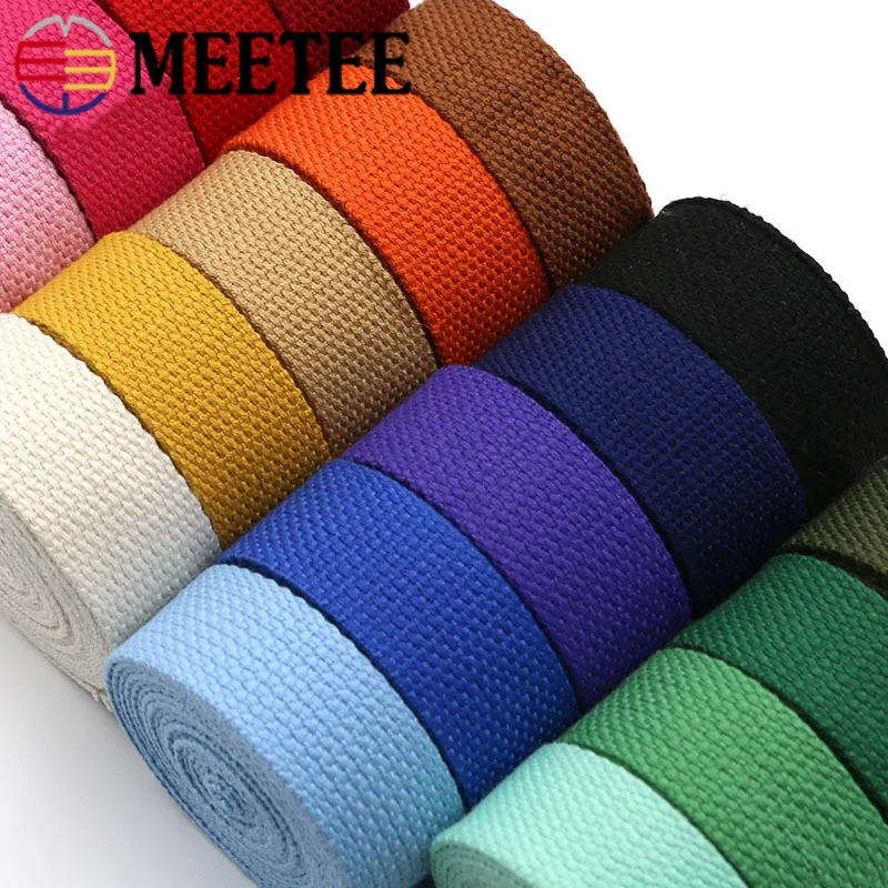 

Meetee 50yards 25mm Thicken 2mm Canvas Webbing Ribbon Strap for Backpack Belt Dog Collar Woven Bands Sew DIY Crafts Accessory