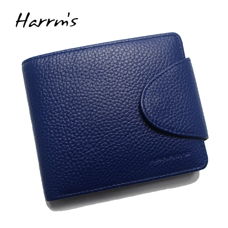 

Harrms luxury brand genuine leather women purse cowhide blue color women wallets with card holder coin pocket