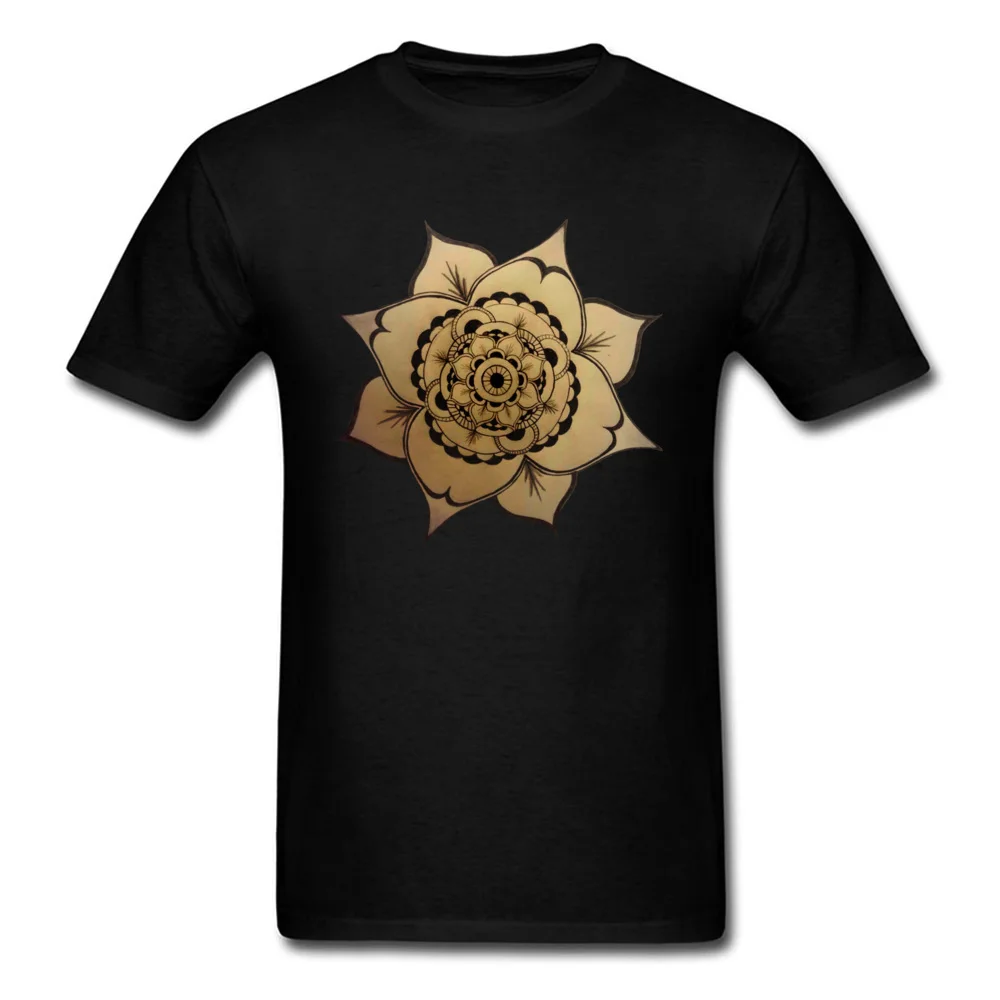 Mandala 100% Cotton Birthday T Shirt Fashion Short Sleeve Men T-shirts Geek Mother Day Tees Round Neck Drop Shipping Mandala black