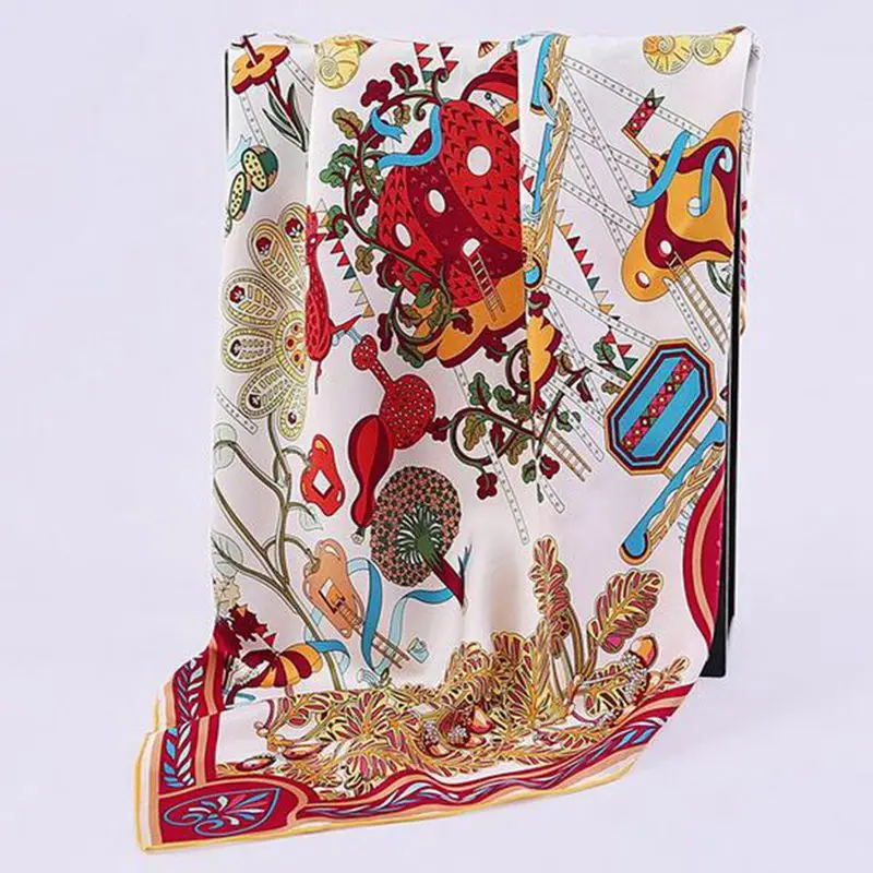 

Classic Print 100% Twill Silk Scarf 90 High Style Women's Head Scarves Luxury Hand Rolled Edges Birthday Gifts