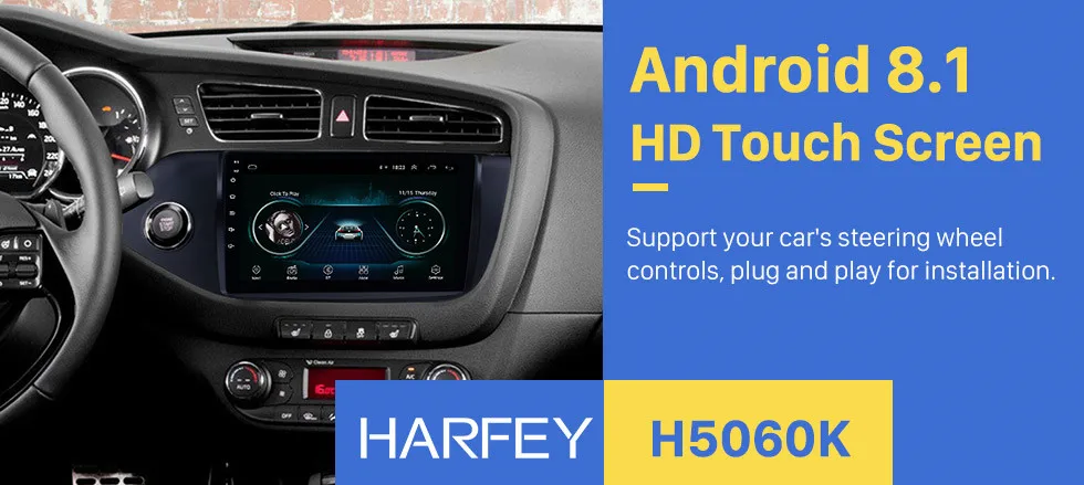 Flash Deal Harfey Head Unit 2din 9" Car Multimedia Player WIFI Bluetooth Android 8.1 GPS Navigation for Kia Ceed LHD Mirror Link CD Player 0