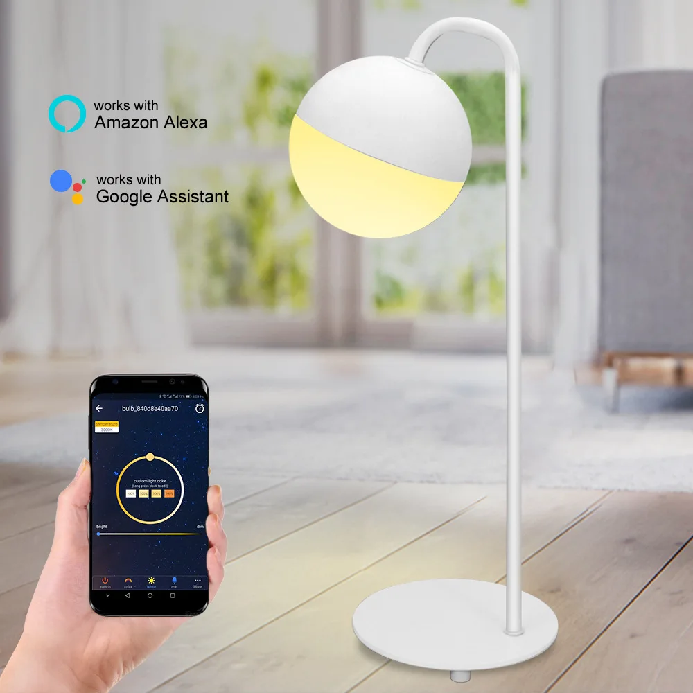 

HZFCEW Smart Table Lamp with WiFi Alexa Google Home Ambient Multicolored LED Light Bedside Lamp Voice Control APP Control
