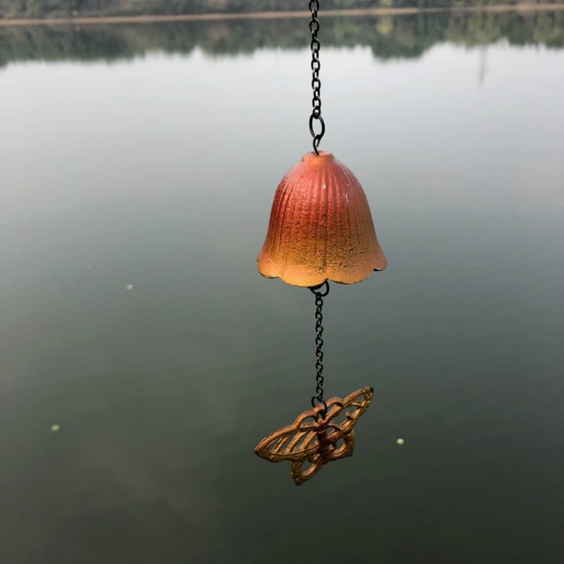 Japanese Furin Wind Chime Iwachu Nambu Cast Iron Green Dragonfly On Leaf Bell