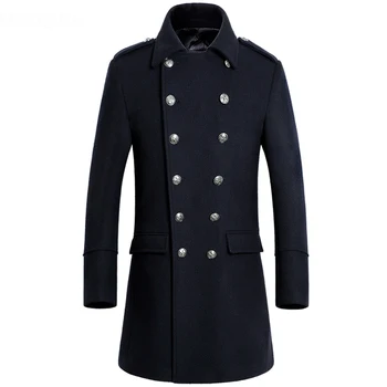 

2017 Winter New Long Mens Overcoat High Quality Double Breasted Men Wool Coat
