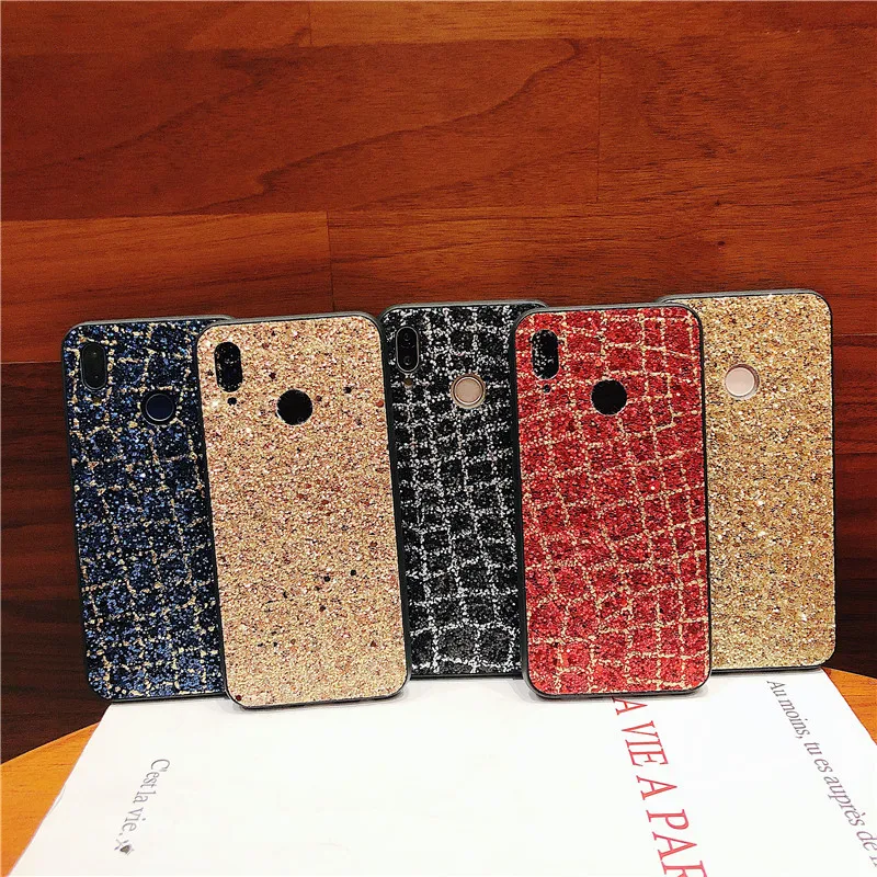 

Fashion Bling Glitter Powder Grid Case For Huawei Mate 20 10 9 Pro Y5 Y6 Y7 Prime Y9 2018 Honor 7a 7c 8x Nova 3 P20 Lite Cover