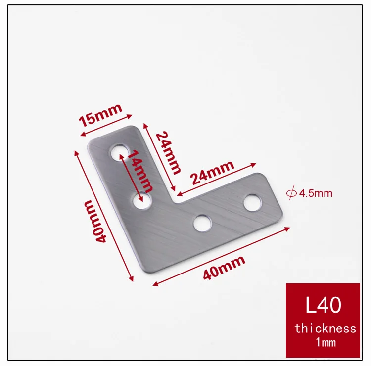 Толстый угловой кронштейн мебели из нержавеющей стали, l-образный разъем/фиксированный кронштейн, крепкий, мебельная фурнитура - Цвет: L40