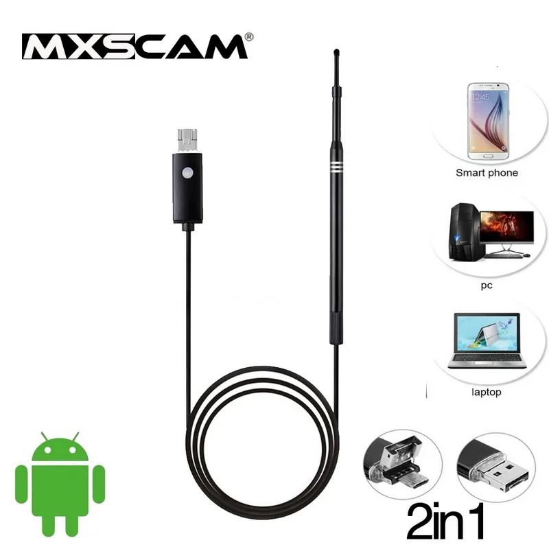 2in1 Android Phone Portable Otoscope Pen Camera Ear Visual Earwax Clean Pick Nose Throat Inspection Endoscope Pen Camera Tools