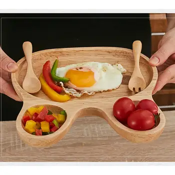

Cute Cartoon Innovative Rabbit-shaped Tray Natural Bamboo Baby Feeding Dessert Tableware Plate Kids Children Dinnerware Dishes