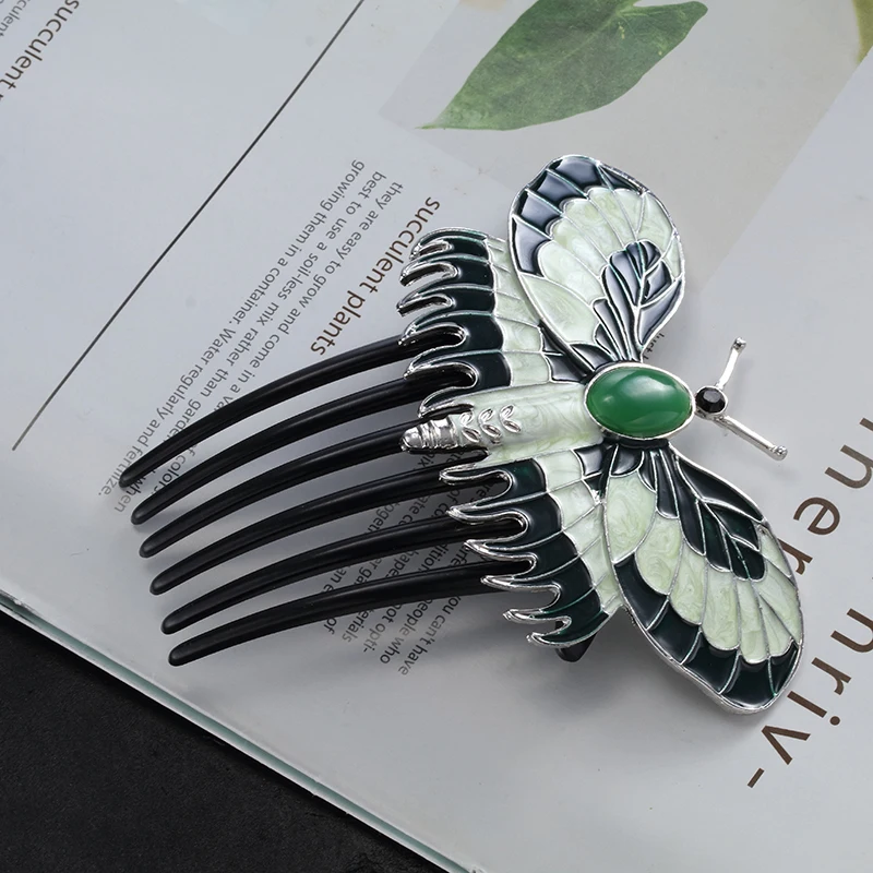 Fashion Movie Charm Titanic Heroine Rose Cosplay Hairpin Butterfly Comb Hair Accessory Prop for Women