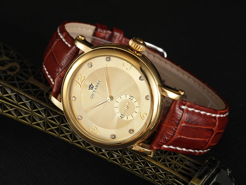 OYW брендовые автоматические механические часы с кожаным ремешком мужские