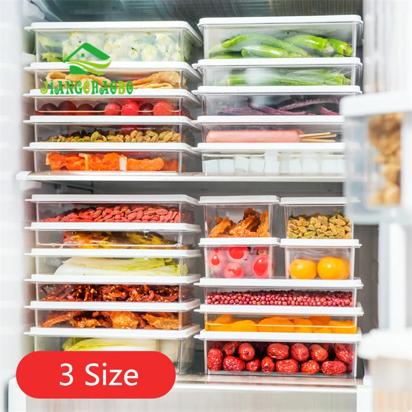 

JiangChaoBo Home Plastic Transparent Food Storage Box Refrigerator Food Fruit Crisper Kitchen With Lid Sealed Storage Box