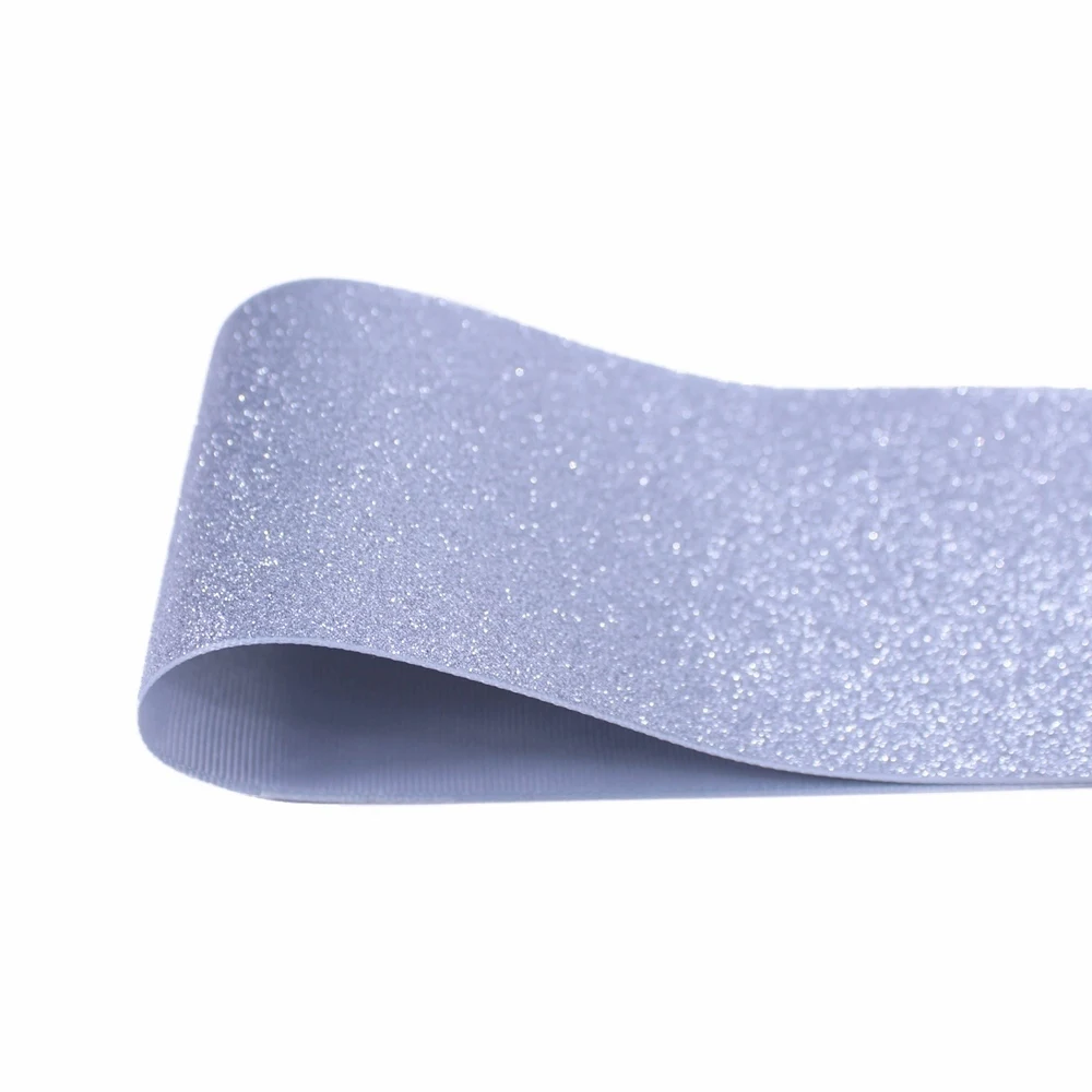 

T.R RIBBON 3'' 75mm solid colors full glitter grosgrain polyester ribbon, DIY handmade materials 009 silver 10yares