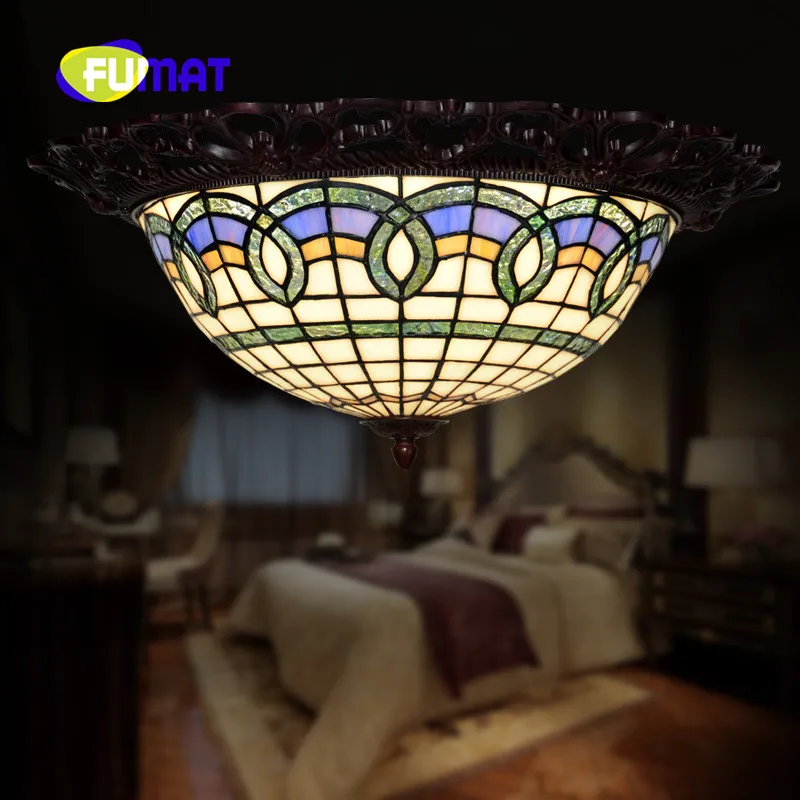 

FUMAT Mediterranean Corridor Hall Porch Balcony Aisle European style Simple Tiffany LED Baroque round Ceiling Lights