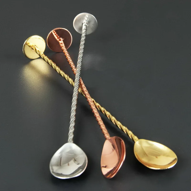 28cm 304 Stainless steel American piston bar spoon bar tasting spoon silver/rose/gold stirring rod