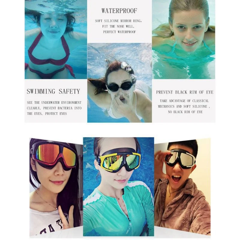 

Men Women Swimming Goggles Comfortable Silicone Large Frame Swim Glasses Waterproof Anti-Fog UV Protection Swim Mask