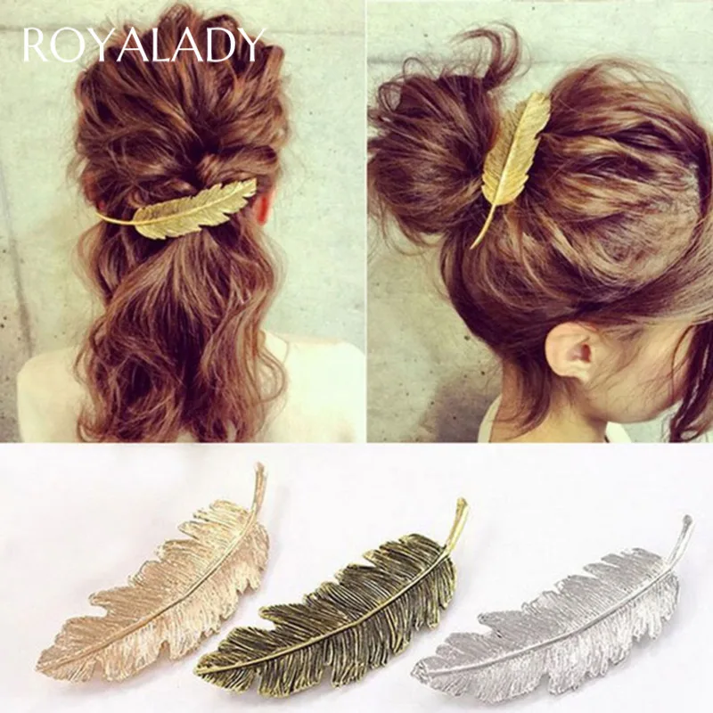 Vintage Fashion Leaf Feather Hair Clip Hairpin For Women Girl Hair Accessories Barrette Hair Ornament Party Decoration Headwear