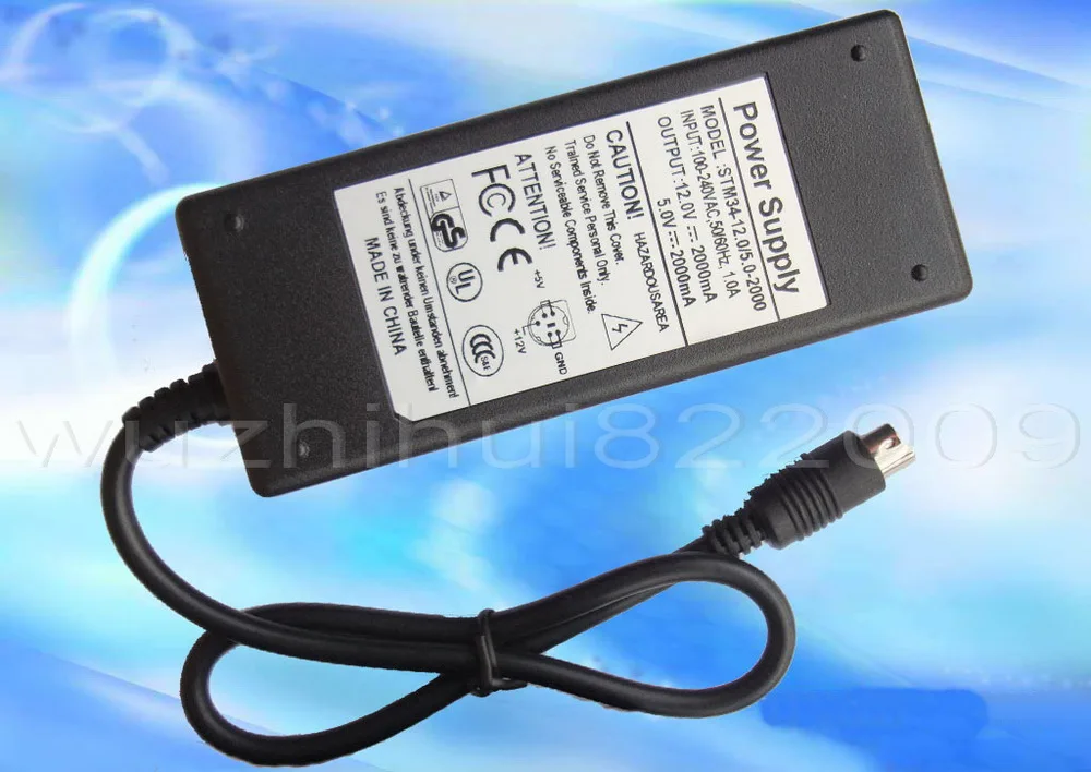 

1PCS 5pin 100V - 240V AC to DC 12V / 5V 2A for HDD Enclosure Case Power Supply Adapter 5 pin 2000mA 5PIN