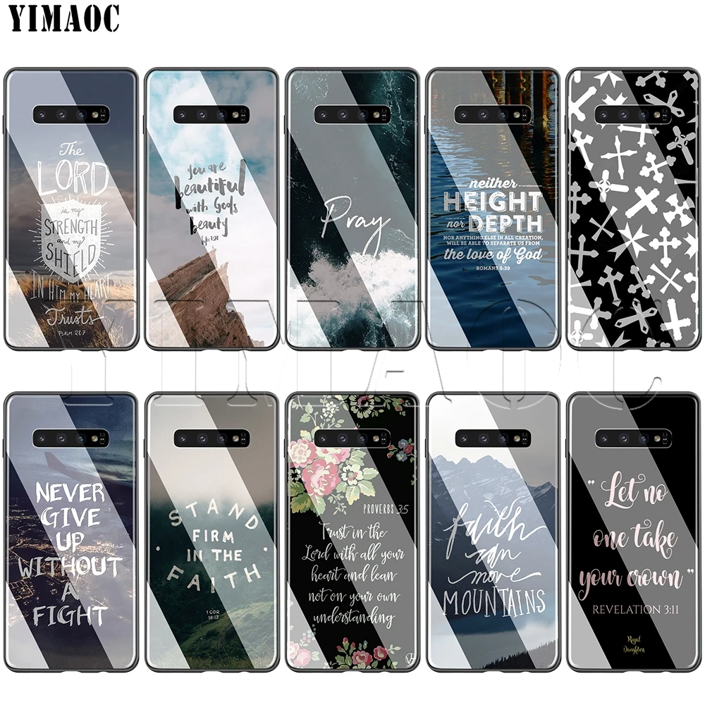 

YIMAOC Bible Verse Jesus Christ Christian Glass Case for Samsung Galaxy S7 S8 S9 S10 Note 8 9 10 Plus A50 A10 A70 A20