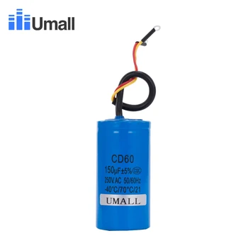 

CD60 150UF 250V AC Starting Capacitor For Heavy Duty Electric Motor Air Compressor Red Yellow Two Wires