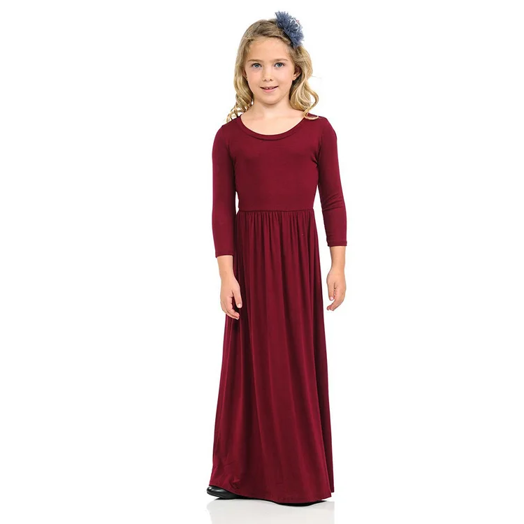 Г. новое осеннее платье для девочек Детская бежевая, фиолетовая, зеленая, бордовая осенняя одежда для детей платье с длинными рукавами для девочек - Цвет: burgundy