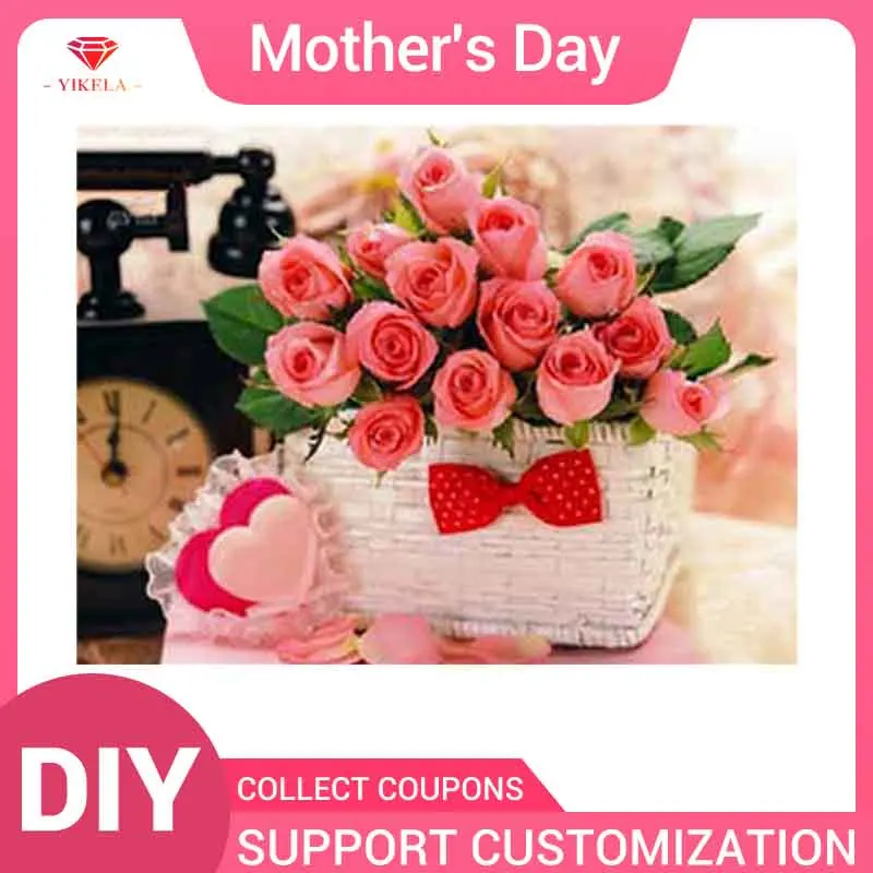 

YIKELA 5D DIY Rose Flower Diamond Paining Full Square Accessories Cross Stitch Embroidery Diamant Painting Decoration love Gift
