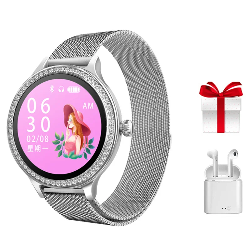 

Ftness tracker with blood pressure monitor smartwatch ip68 waterproof Rhinestone luxury female smart watch wearable devices