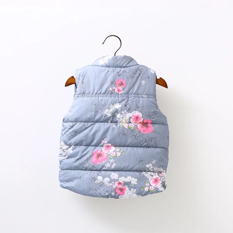 2016 Winter Girls Vest Thick Cotton Floral Vest For Girls Baby Girls Waistcoat For Kids Outerwear