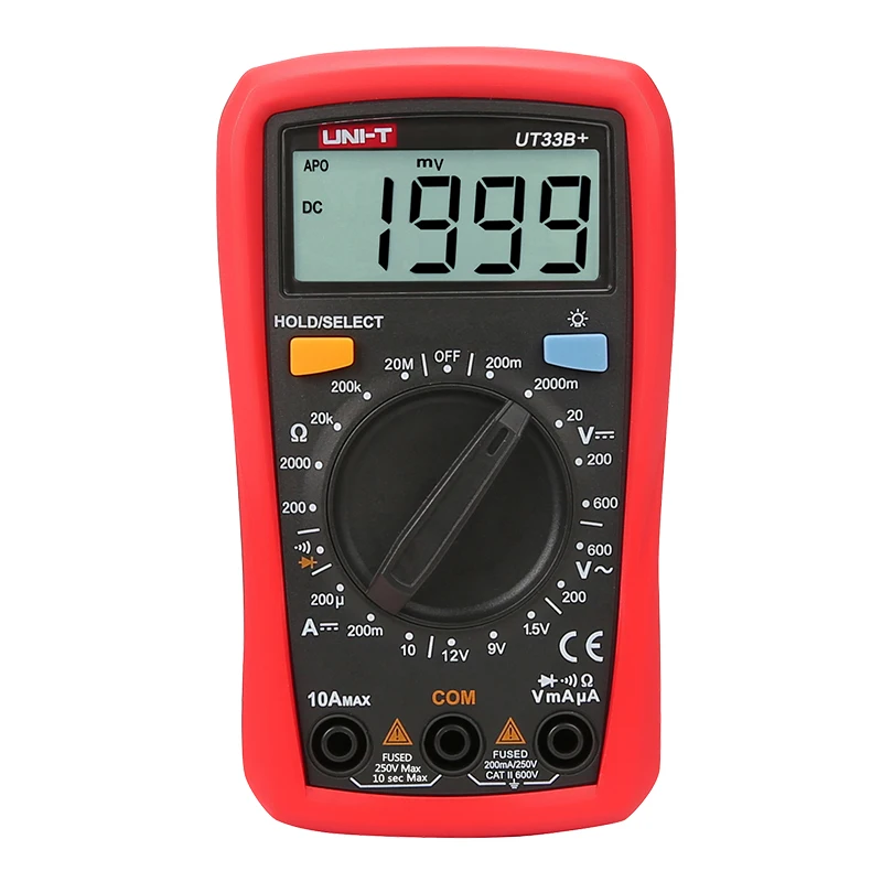 UNI T UT33B + цифровой мультиметр ручной диапазон AC DC 200 мВ В ~ 600 в Измеритель