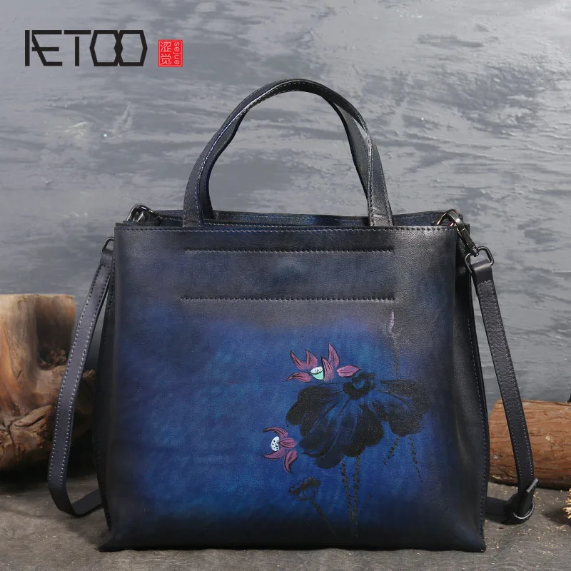 

AETOO New shoulder women's leather handbags high-volume hand-rubbing retro first layer of leather handbags