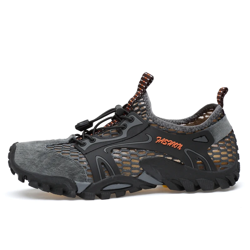 ZUFENG летние мужские треккинговые ботинки на открытом воздухе альпинистские противоскользящие износостойкие треккинговые ботинки дышащая сетка прогулочная обувь - Цвет: Grey
