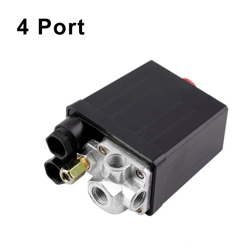 High Quality 240V Air Compressor Pressure Switch 1 Port 4 Port Air Pump Control Valve Switch 90 PSI-120 PSI Vertical Switch