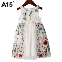 Платье для девочек, летнее платье принцессы, свадебное кружевное платье с цветами, белые вечерние платья для девочек 4, 5, 7, 8, 10 лет, A15