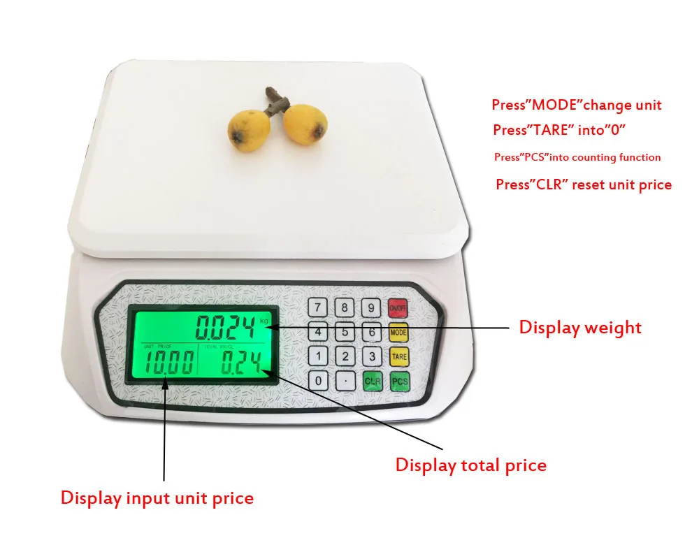 New design 30kg 1g digital price scale with green backlight