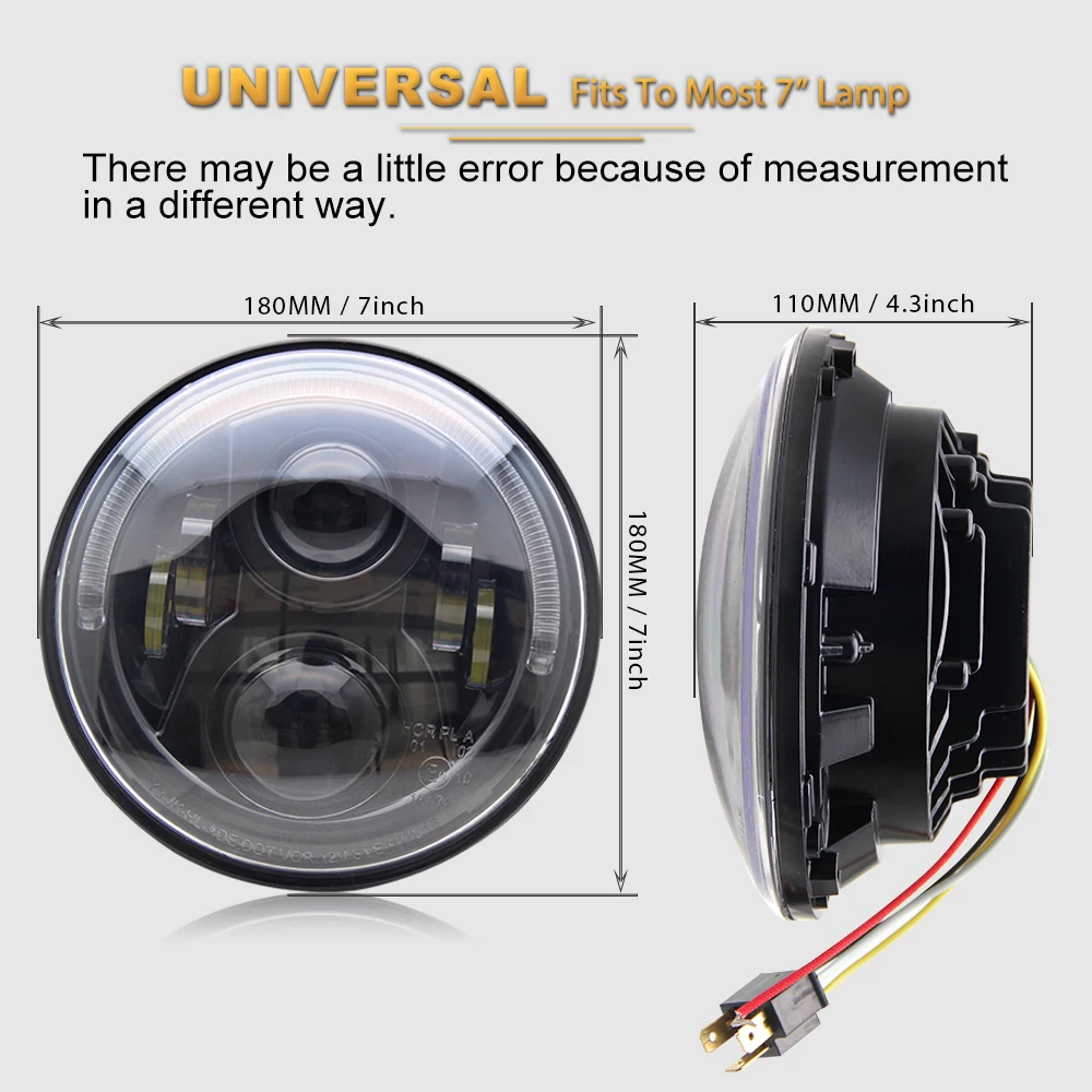 CO LIGHT 7 Inch Running Lights 55W H4 Drl White Angel Eyes Car Led Lights for Niva Jeep Wrangler Hu - 32866082554