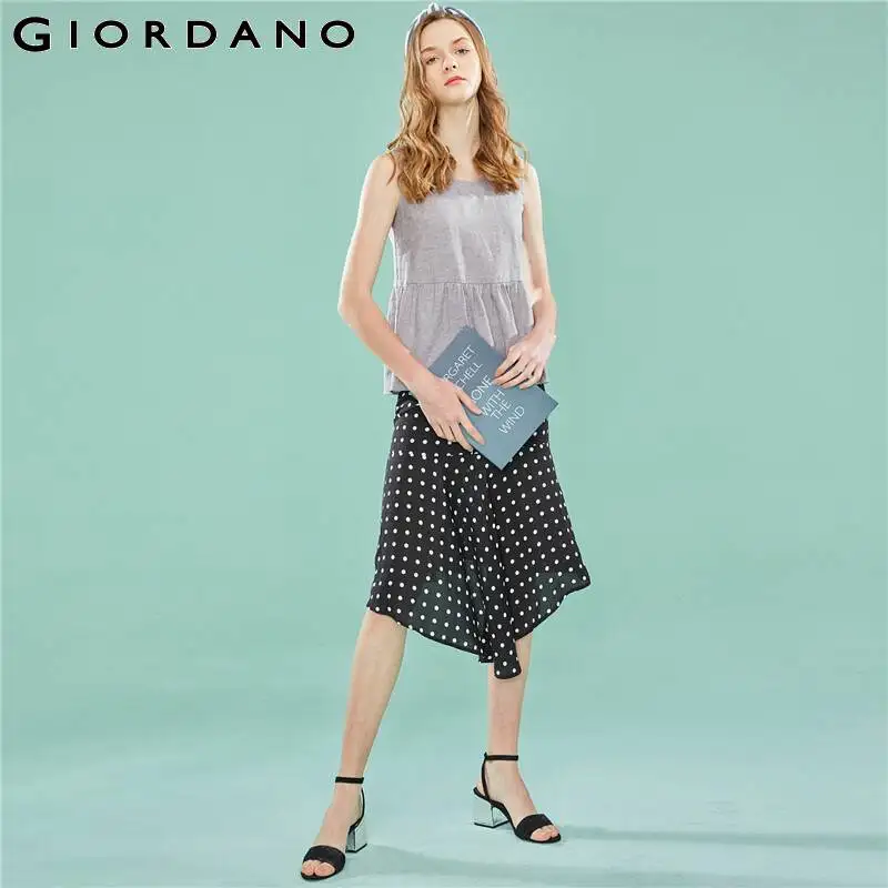 Giordano женская рубашка жилет Женский Гладкий льняной хлопковый с оборками на