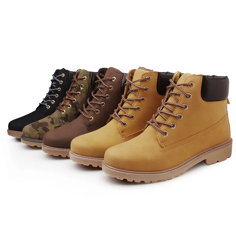

Men Work Boots Square Toe Leather Men Ankle Boot Autumn Winter Riding Booties Waterproof Rain Boots Male Faux Suede Tooling Boot
