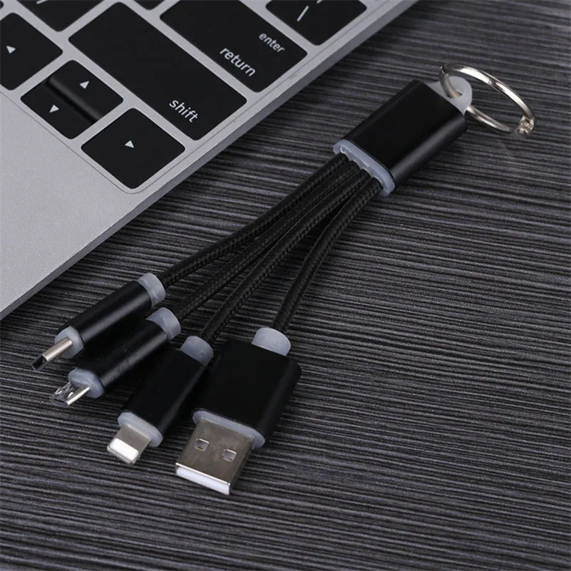 

3 In 1 usb keychain short Cable for samsung galaxy a7 a6 a5 a3 a9 s9 s8 s7 s10 m20 j2 J4 j5 j6 j7 2016 2017 2018 lenovo cable