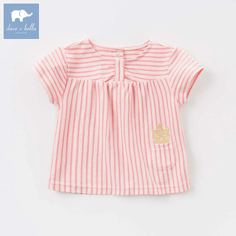 

DB7680 dave bella summer lolita baby 100% cotton t-shirt children striped tops baby girls boutique tees