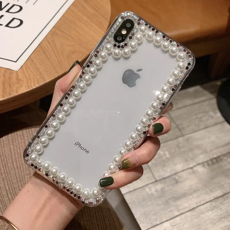 Блестящие жемчужные прозрачные чехлы для телефонов Huawei P40 P30 P20 Mate 20 30 Pro Lite