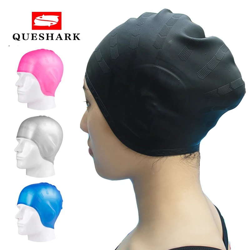 

Women Men Swimming Hat Swim Pool Water Sport Waterproof Silicone Diving Swimming Cap Long Hair Protection Earmuff Swim Caps