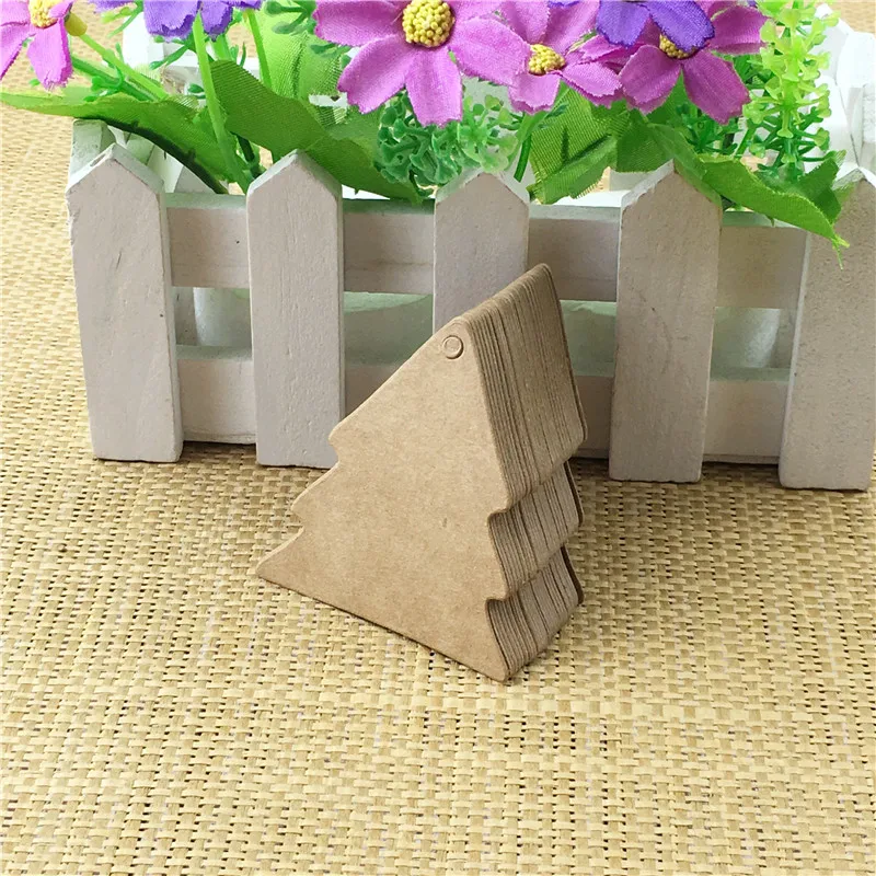 

Handmade Kraft Paper Christmas Tree Pattern Brown White Tags For Jewelry/Gift Boxes/Handicraft/Bag Packing Price Tag 50Pcs/Lot