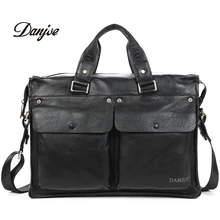 DANJUE Men Genuine Leather Briefcase Businessman HandBags Brand Cowhide 14 inch Laptop travel High Quality Shoulder