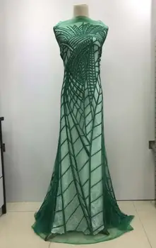 

embroiderd lace fabric DiuDiu-10.2701 with sequins beautiful Nigerian sequins lace fabric for party dress