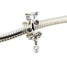 DIY бусины для изготовления ювелирных изделий из стерлингового серебра-ювелирные изделия люстра капельки бусины подвеска с прозрачными кубическими цирконами Серебро 925 Berloque Perles