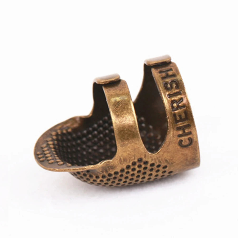 

S/M Finger Protector Sewing Ring Tool Household Metal Thimble Needle Hoop Crafts Anti-slip Retro Adjustable Quilting