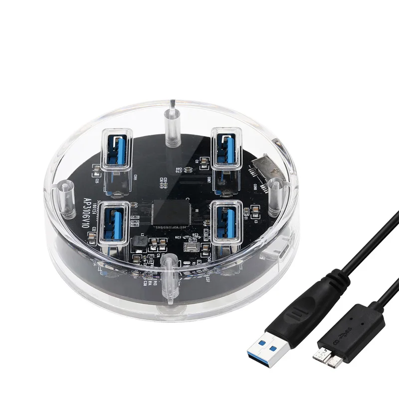 Mini Round 4 Port USB HUB 3.0 High Speed Splitter Adapter ...
